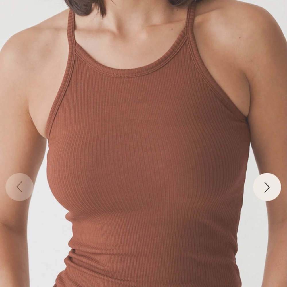 Ribbed High Neck Brami | Chestnut | Small